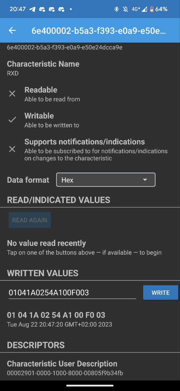 Writing data to BLE